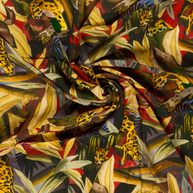 Viscose Poplin fabrik Ocker bedruckt 