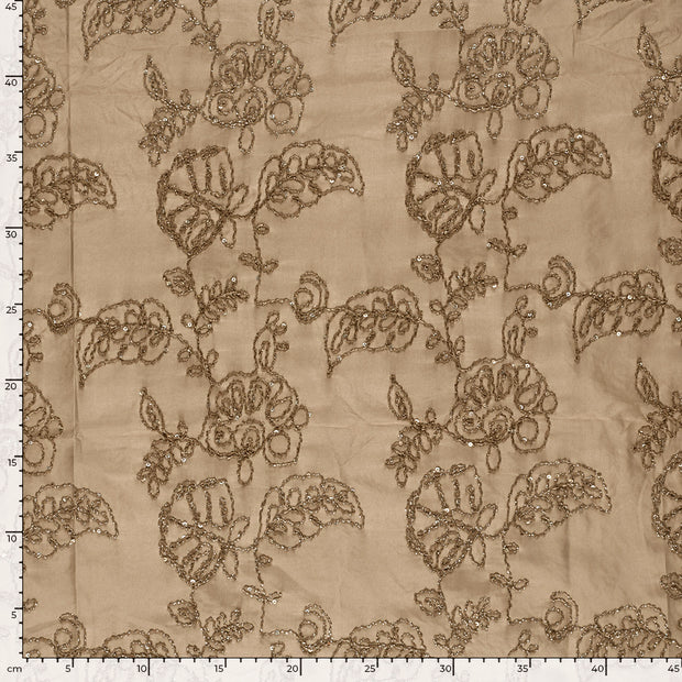 Polyester Webware fabrik Blumen Taupe