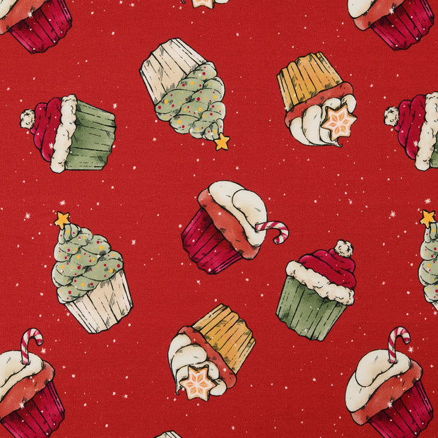French Terry fabric Christmas Red