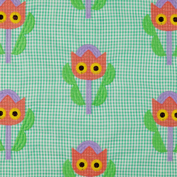 Cotton Poplin fabric Flowers Green