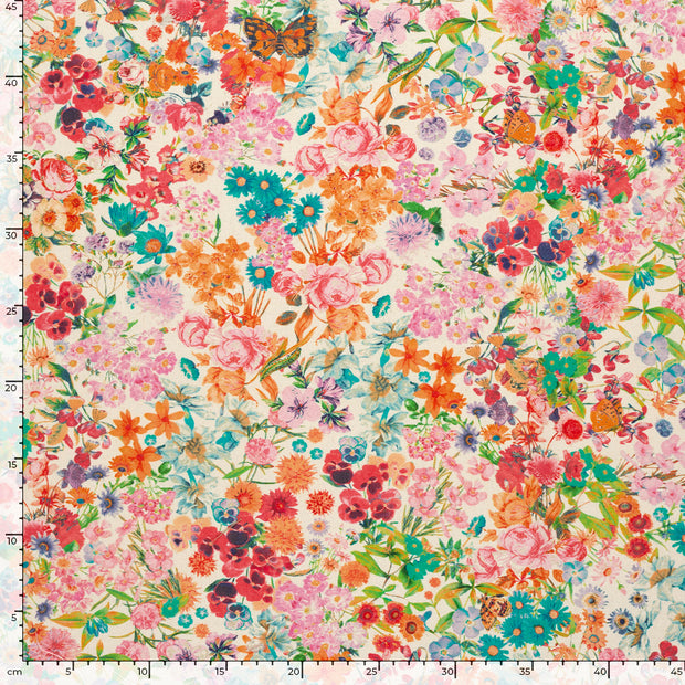 Panama fabrik Blumen Beige