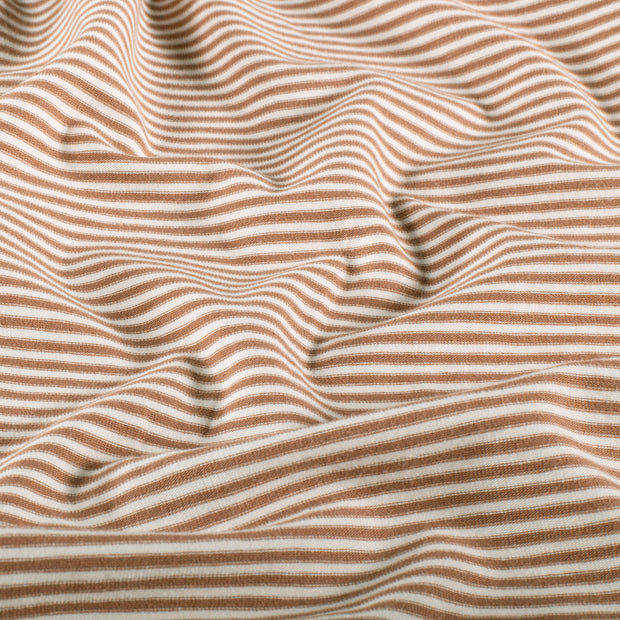 Cotton Jersey Yarn Dyed fabric Stripes Camel
