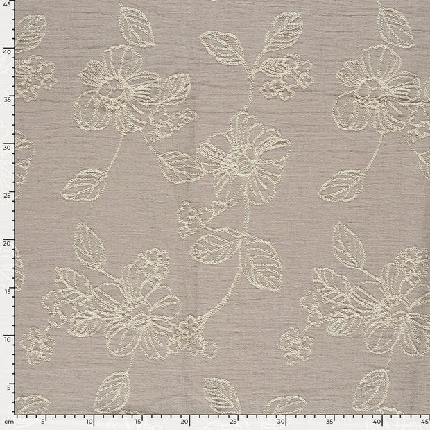 CO Popeline fabrik Blumen Taupe