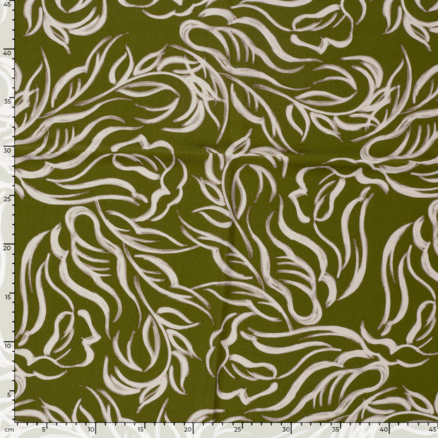 Viscose Twill fabrik Abstrakt Khaki-Grün