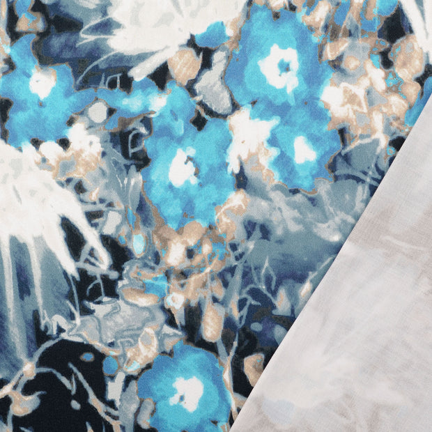 Viscose Satin tissu Bleu bébé imprimé numérique 