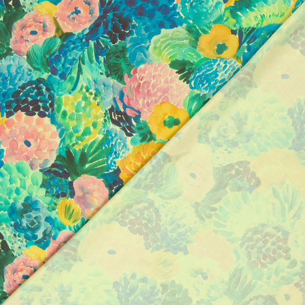 Viscose Satin fabric Flowers digital printed 