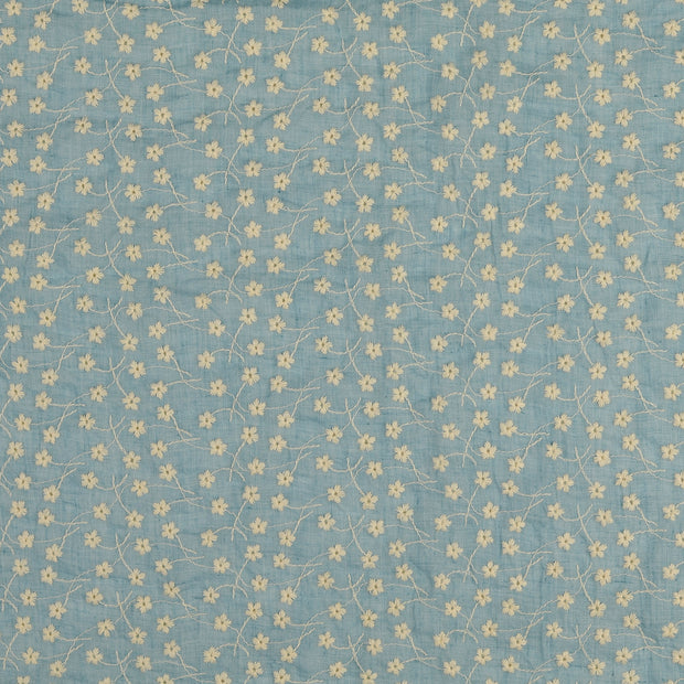CO Voile fabrik Blumen Himmelblau