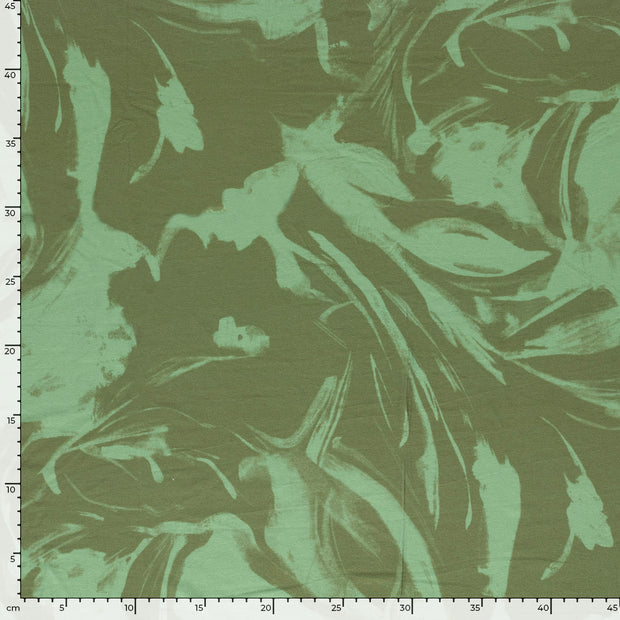 Viscose Jersey fabric Abstract Olive Green