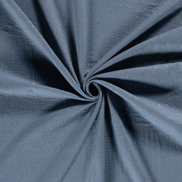Muslin fabric Indigo dew drops 