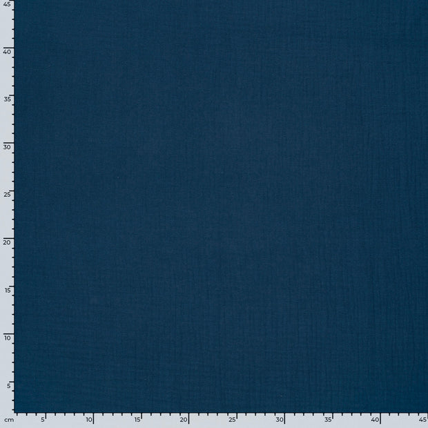 Muslin GOTS organic fabric Unicolour Steel Blue