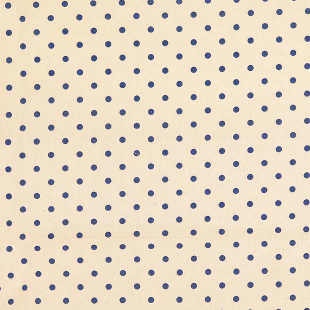 Cretonne tissu pois Bleu Marine