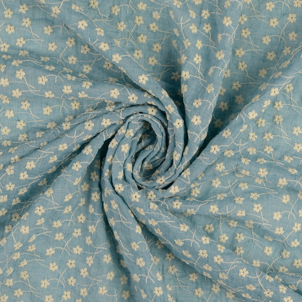 CO Voile fabrik Himmelblau stickerei 