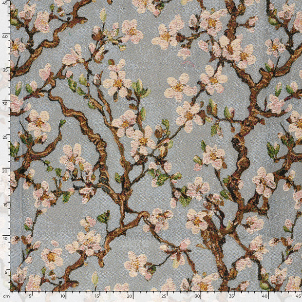 Gobelin tissu fleurs Menthe