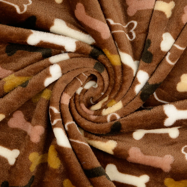 Polaire tissu marron imprimé 
