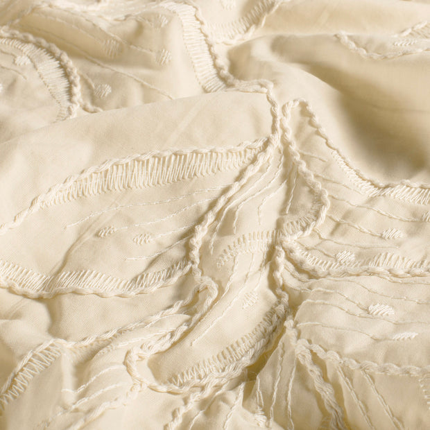 Voile fabrik Blumen Beige