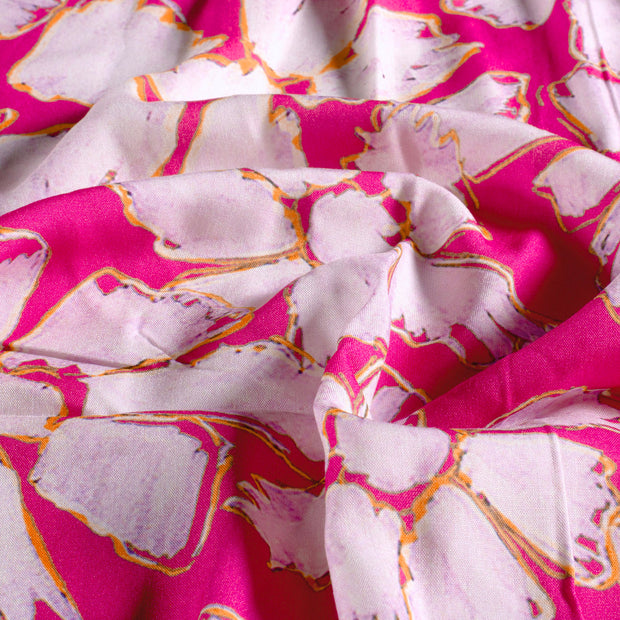Viscose Poplin fabrik Abstrakt Fuchsia