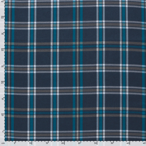 Flannel fabric Checks Navy