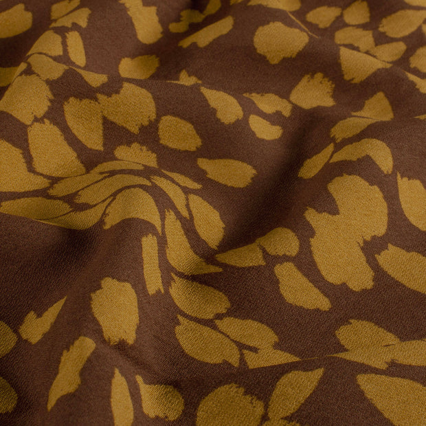 Viscose Nylon Crepe tissu fleurs Ocre