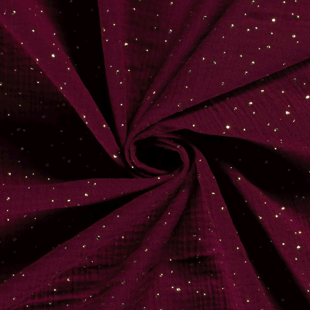 Muslin fabric Dots Bordeaux