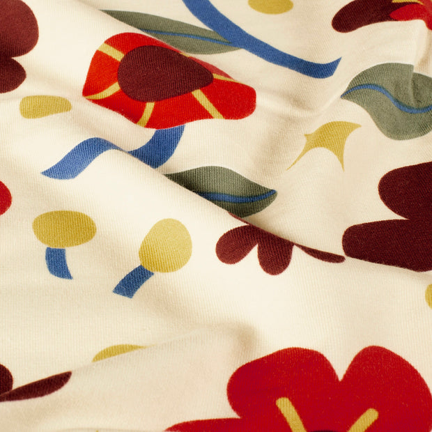 French Terry fabrik Blumen Beige
