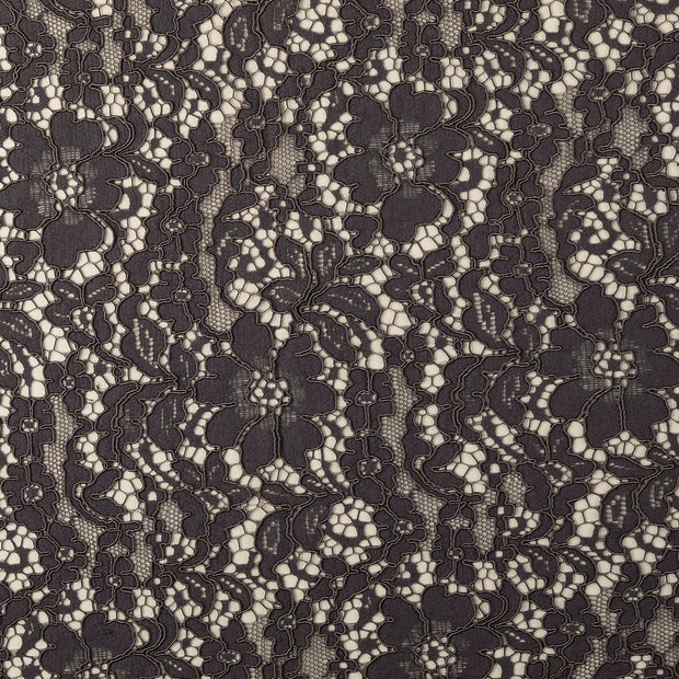 Lace fabric Flowers Dark Grey