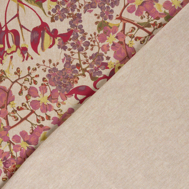 Linen Look fabric Flowers digital printed 