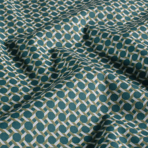 Cotton Poplin fabric Geometric pattern Petrol