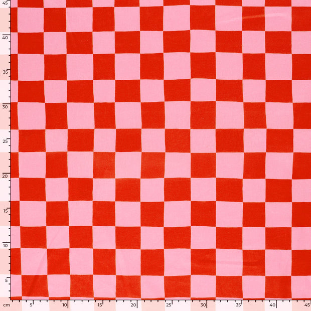 Panama tissu Carreaux Rose
