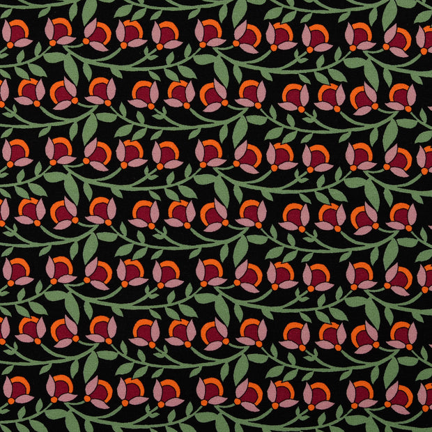 French Terry tissu fleurs multicolore