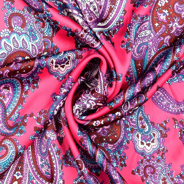 Satin fabrik Rosa bedruckt 