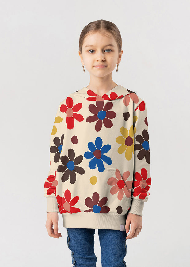 French Terry fabrik Blumen Beige