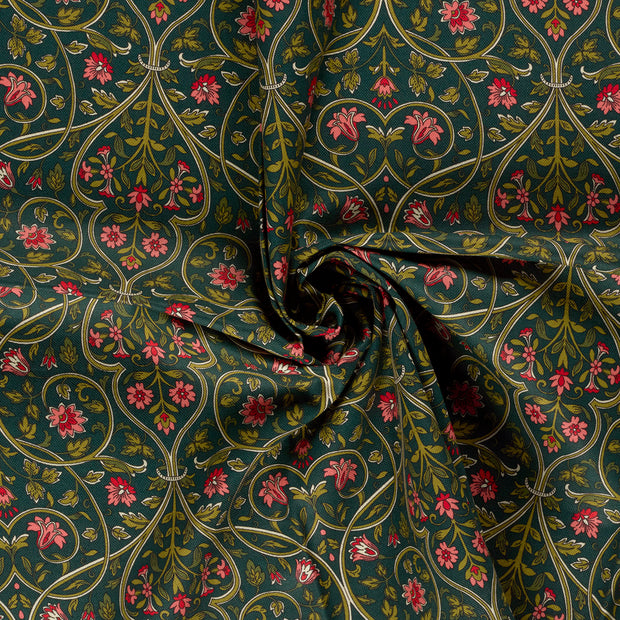 Panama fabric Petrol digital printed 