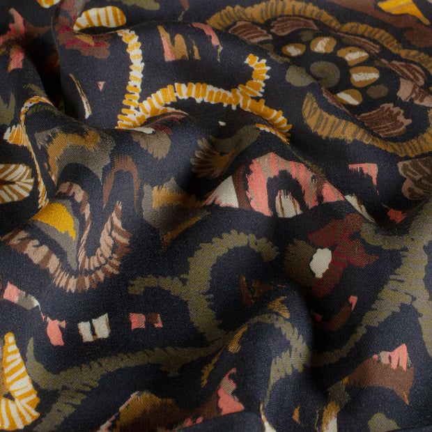 Viscose Satin fabrik Abstrakt Marine