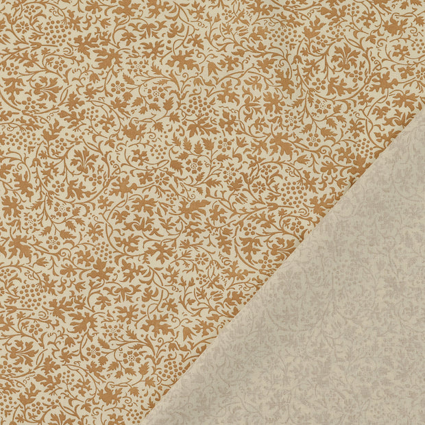 Cotton Poplin fabric Beige printed 