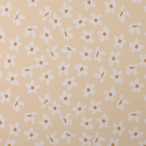 French Terry tissu fleurs Beige