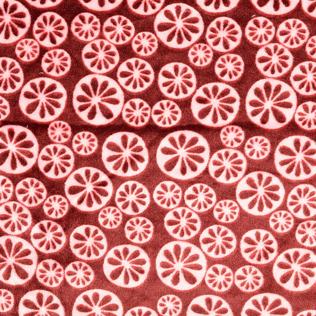Fleece fabrik Ornamente Bordeauxrot