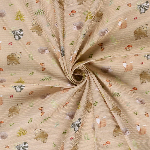 Waffle piqué fabric Beige 