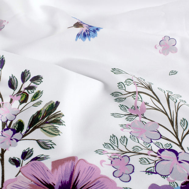 Baumwolle Satin fabrik Blumen Helllila