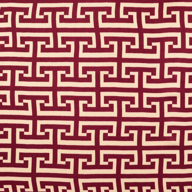 Viscose Satin tissu motifs géométriques bordeaux