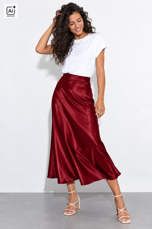 Satin fabric Unicolour Red
