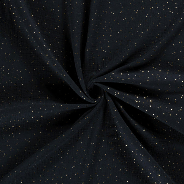 Muslin fabric Navy dew drops 