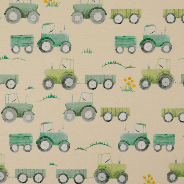 Jersey fabric Tractors Green