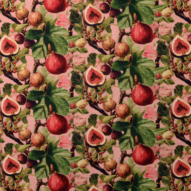Popeline de Coton tissu fruits Vieux rose