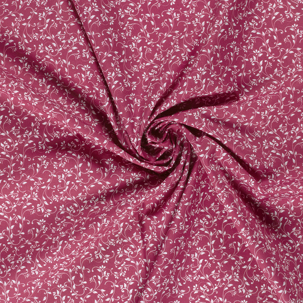Cotton Poplin fabric Wine red digital printed 