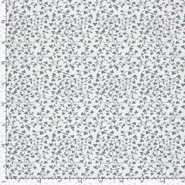 Popeline de Coton tissu fleurs Blanc cassé