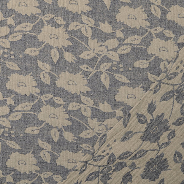 Double gaze tissu Indigo jacquard 