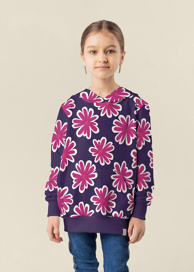 French Terry fabrik Blumen Violett