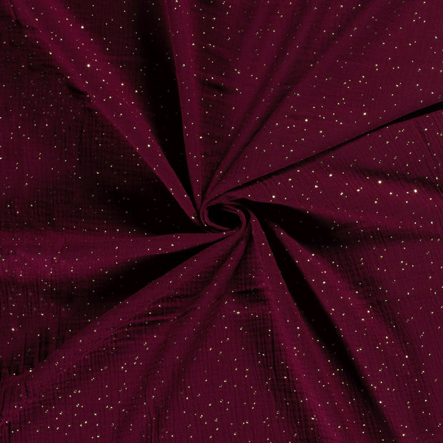 Muslin fabric Bordeaux dew drops 