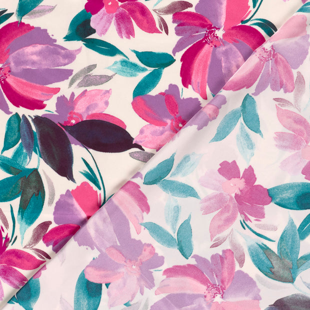 Satin Duchesse tissu fleurs imprimé 