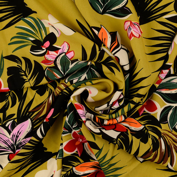 Viscose Poplin fabrik Olivgrün 